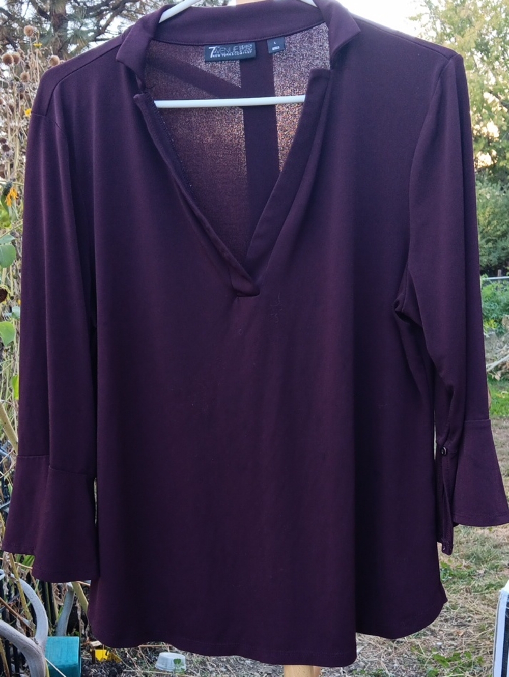 Jones New York Plum V-Neck Long Sleeve Tunic